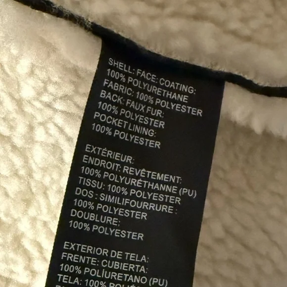 Sanctuary Black Cream Faux Sherpa Trimmed Vegan Leather Vest Medium - Picture 11 of 14